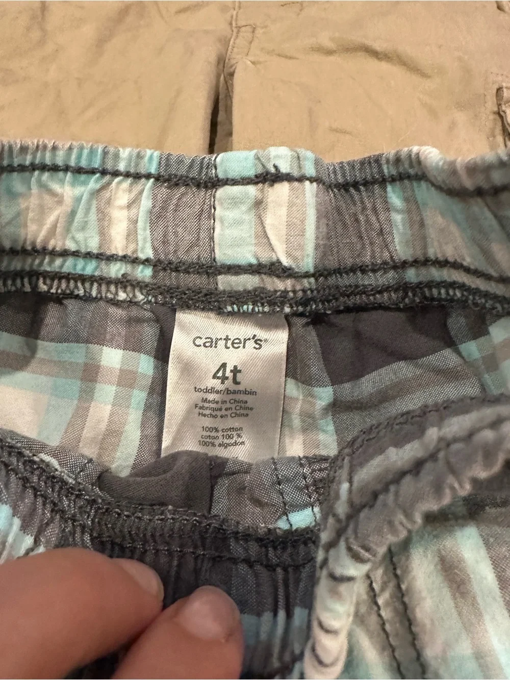 Lot of 4 Boys Toddler 4T Shorts Denim Khaki Plaid